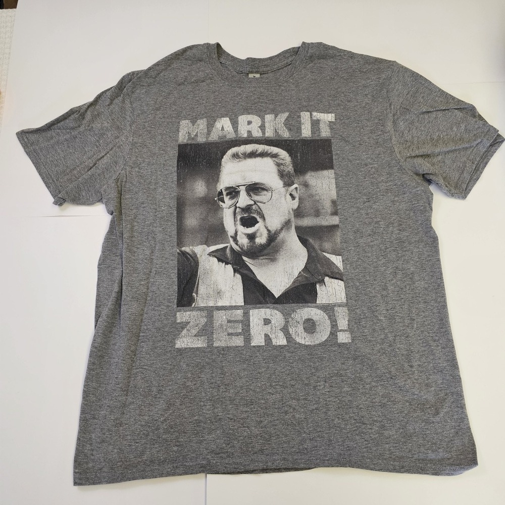 Big Lebowski Walter Mark It Zero The Dude Abides Grey T-shirt Size XL